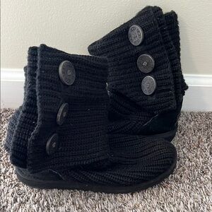 UGG black Knit Button Boots